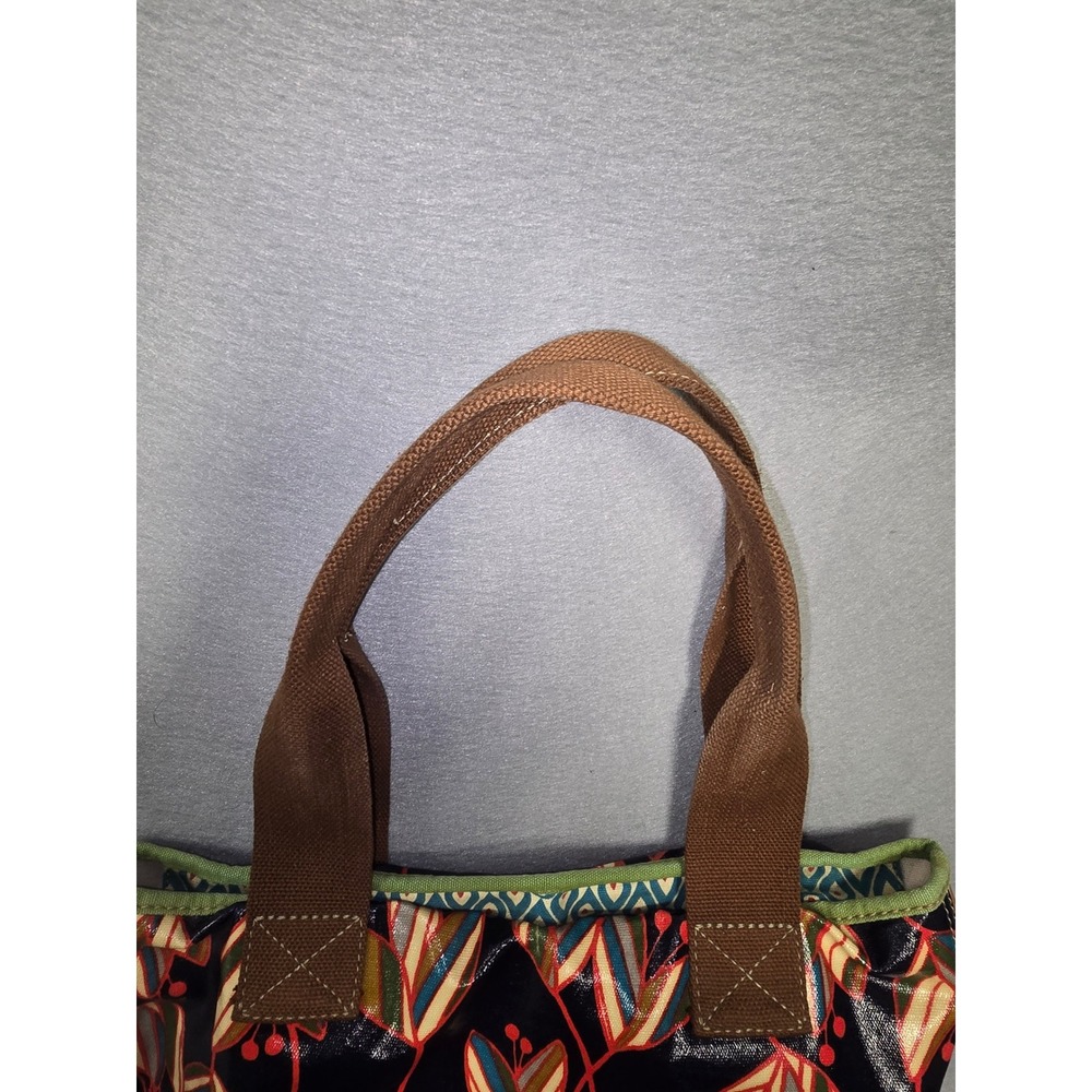 Fossil Key-Per Tote Bag Navy Blue Floral Coated Canvas Zip Top Shoulder Bag - Picture 10 of 10